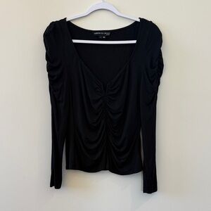 Veronica Beard Elegant Black Ruched Blouse